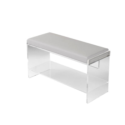 Modern Minimalist Rectangular Faux Leather Acrylic Sponge Footstool For Living Room