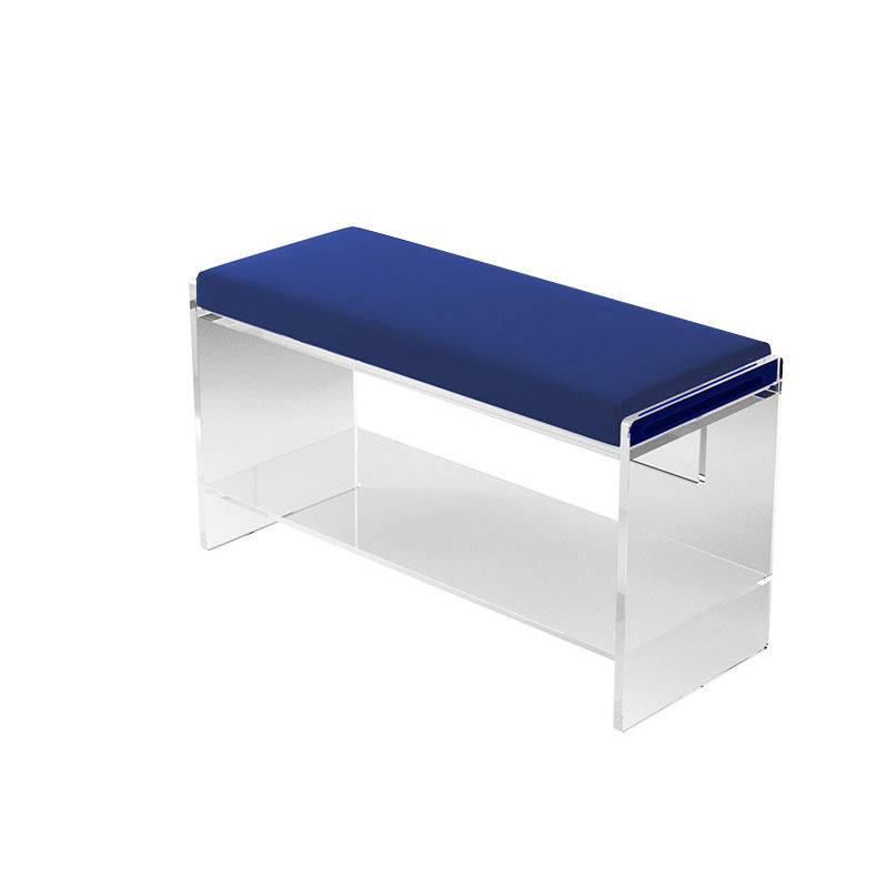 Modern Minimalist Rectangular Faux Leather Acrylic Sponge Footstool For Living Room