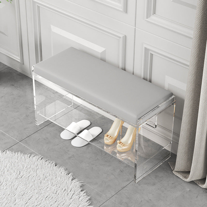 Modern Minimalist Rectangular Faux Leather Acrylic Sponge Footstool For Living Room