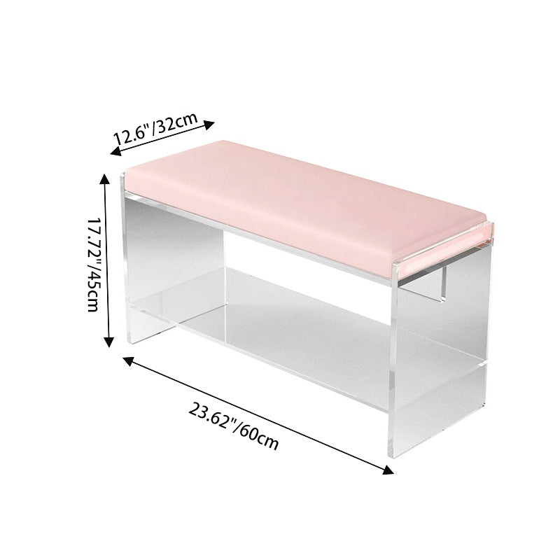 Modern Minimalist Rectangular Faux Leather Acrylic Sponge Footstool For Living Room