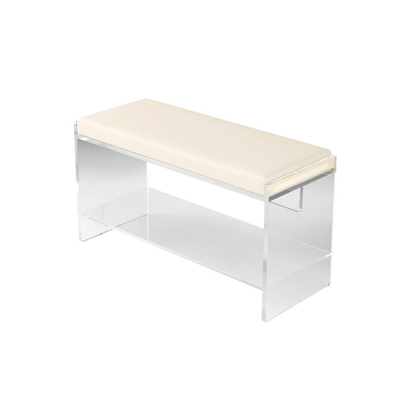 Modern Minimalist Rectangular Faux Leather Acrylic Sponge Footstool For Living Room