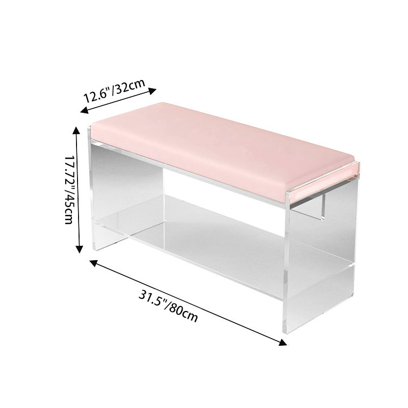 Modern Minimalist Rectangular Faux Leather Acrylic Sponge Footstool For Living Room