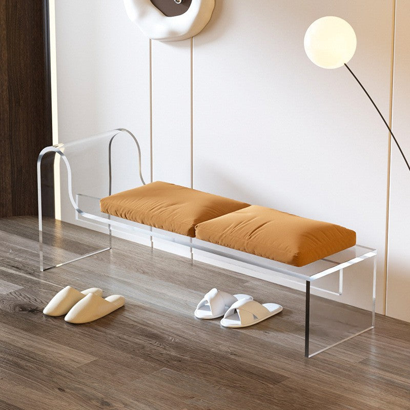 Moderner minimalistischer rechteckiger Fußhocker aus Acryl mit Samt und Schaumstoffpolsterung, mit Armlehne, für das Wohnzimmer 