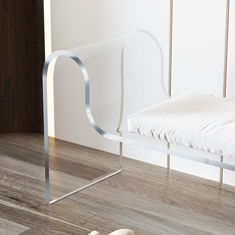Moderner minimalistischer rechteckiger Fußhocker aus Acryl mit Samt und Schaumstoffpolsterung, mit Armlehne, für das Wohnzimmer 