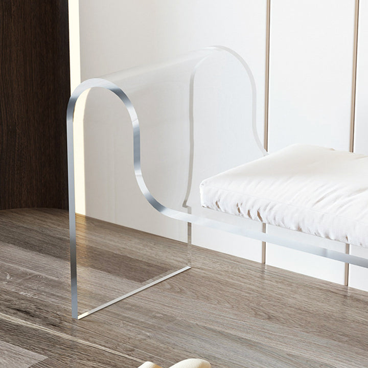 Moderner minimalistischer rechteckiger Fußhocker aus Acryl mit Samt und Schaumstoffpolsterung, mit Armlehne, für das Wohnzimmer 