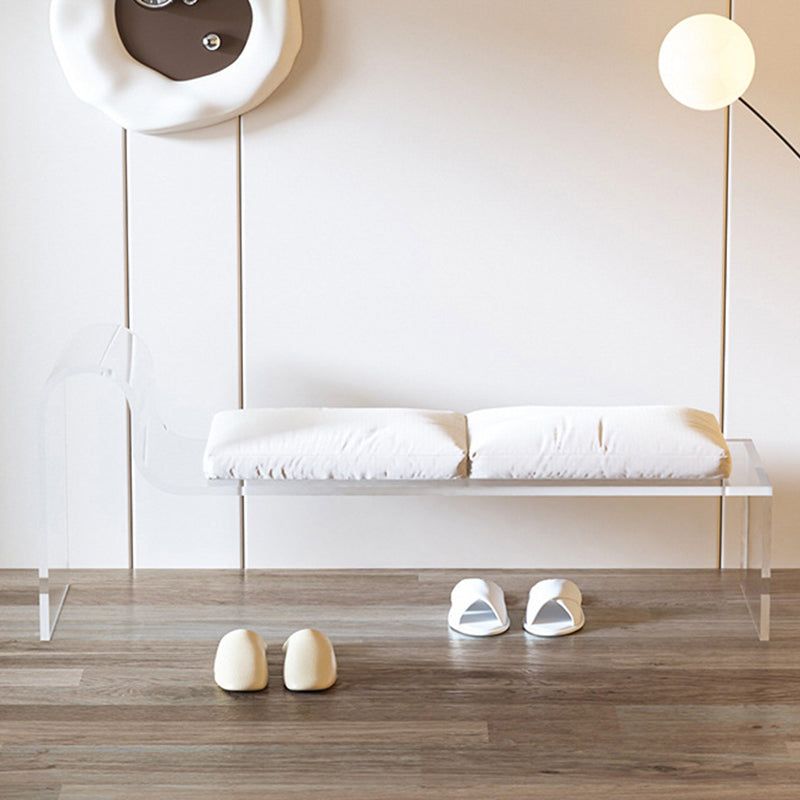 Moderner minimalistischer rechteckiger Fußhocker aus Acryl mit Samt und Schaumstoffpolsterung, mit Armlehne, für das Wohnzimmer 