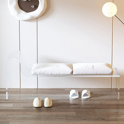 Modern Minimalist Rectangular Acrylic Fabric Sponge Footstool Armrest For Living Room