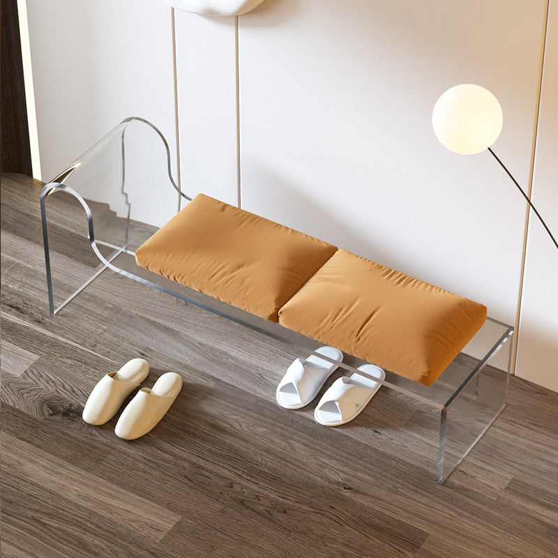 Moderner minimalistischer rechteckiger Fußhocker aus Acryl mit Samt und Schaumstoffpolsterung, mit Armlehne, für das Wohnzimmer 