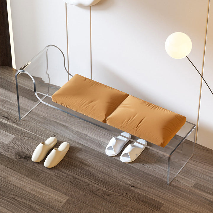 Moderner minimalistischer rechteckiger Fußhocker aus Acryl mit Samt und Schaumstoffpolsterung, mit Armlehne, für das Wohnzimmer 