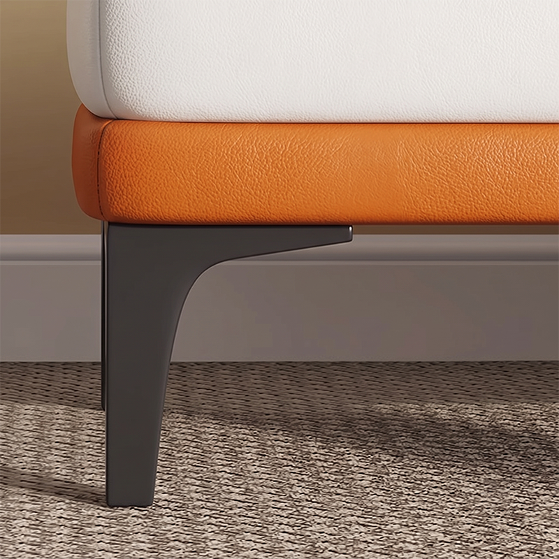 Modern Minimalist Rectangular Synthetic Fabric Sponge Solid Wood Iron Bench For Living Room