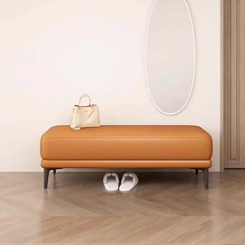 Modern Minimalist Rectangular Tech Fabric Sponge Solid Wood Iron Bench For Living Room