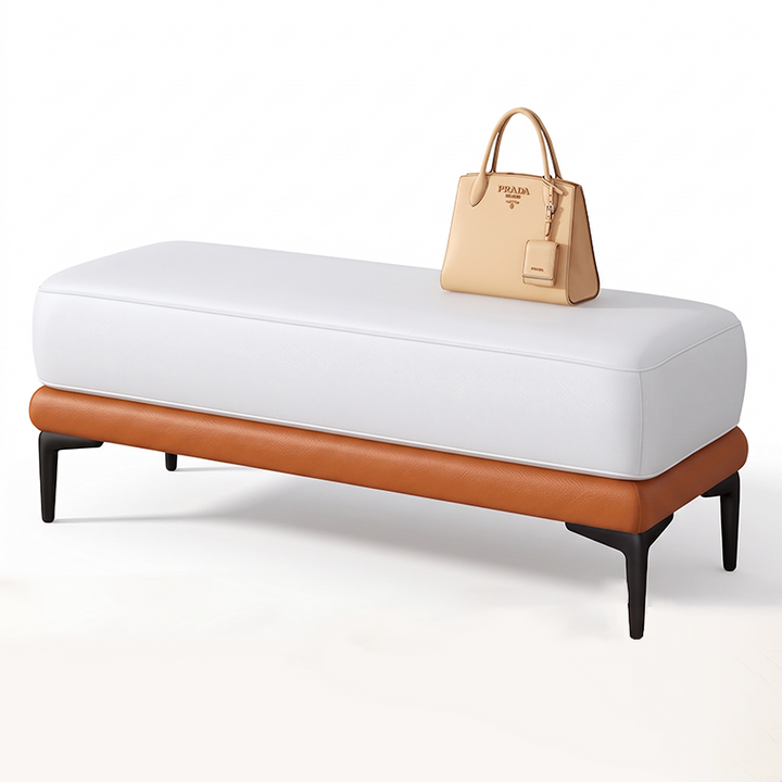 Modern Minimalist Rectangular Synthetic Fabric Sponge Solid Wood Iron Bench For Living Room