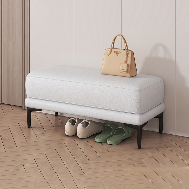 Modern Minimalist Rectangular Synthetic Fabric Sponge Solid Wood Iron Bench For Living Room