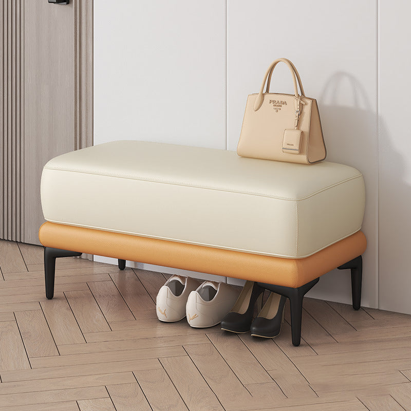 Modern Minimalist Rectangular Tech Fabric Sponge Solid Wood Iron Bench For Living Room