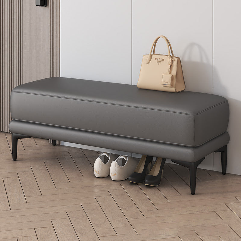 Modern Minimalist Rectangular Tech Fabric Sponge Solid Wood Iron Bench For Living Room