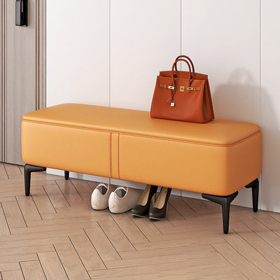 Modern Minimalist Rectangular Tech Fabric Sponge Solid Wood Iron Bench For Living Room