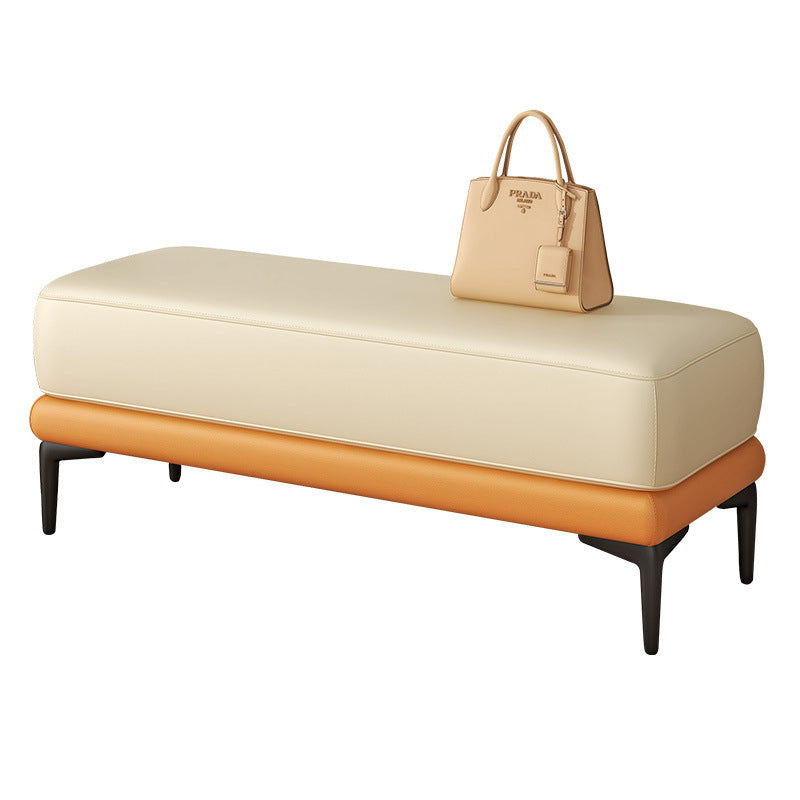 Modern Minimalist Rectangular Tech Fabric Sponge Solid Wood Iron Bench For Living Room