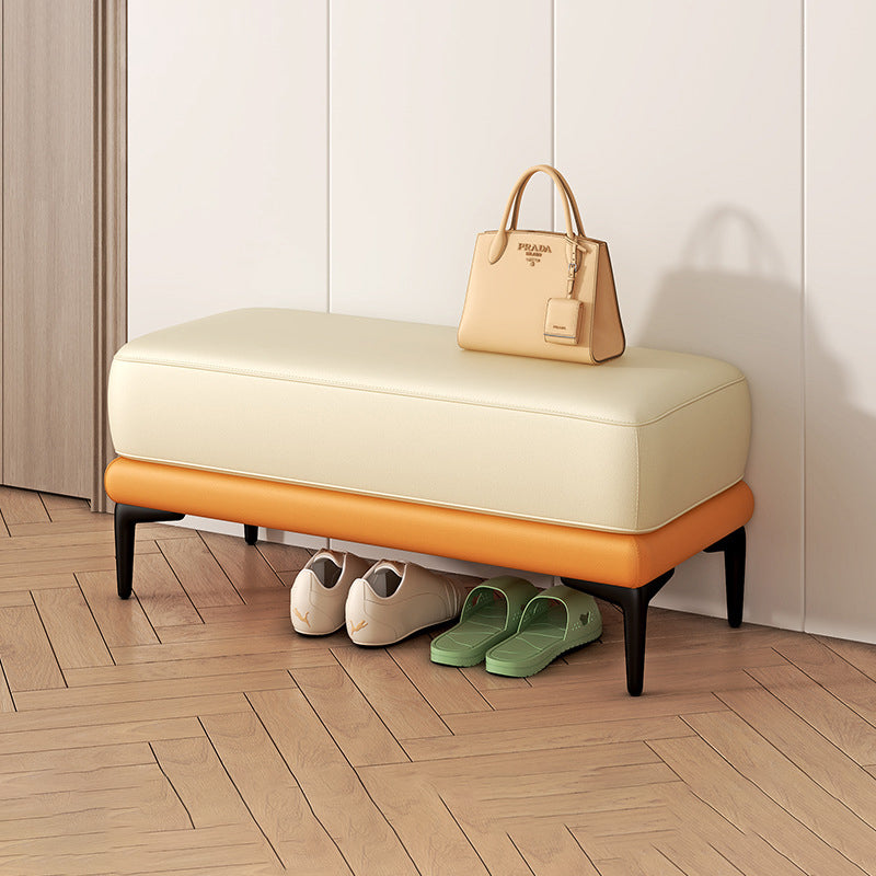 Modern Minimalist Rectangular Tech Fabric Sponge Solid Wood Iron Bench For Living Room