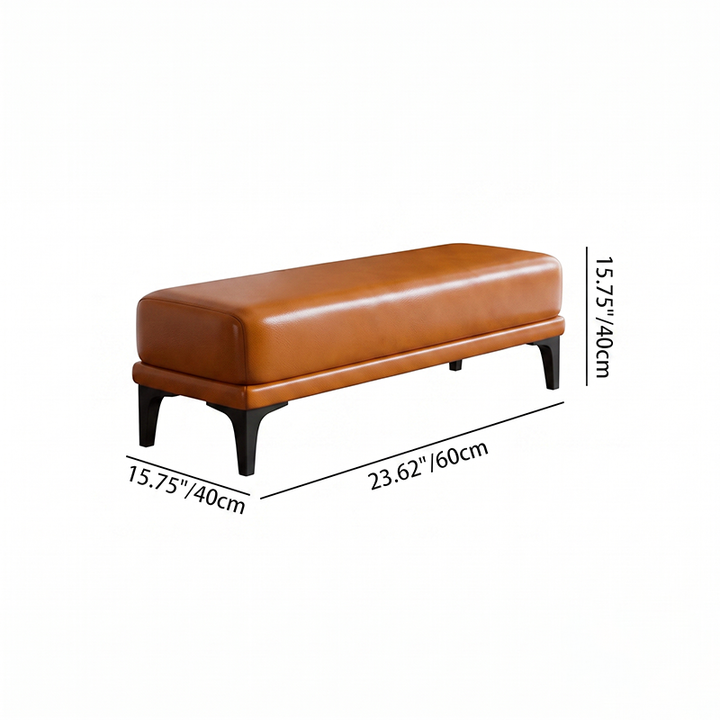 Modern Minimalist Rectangular Synthetic Fabric Sponge Solid Wood Iron Bench For Living Room