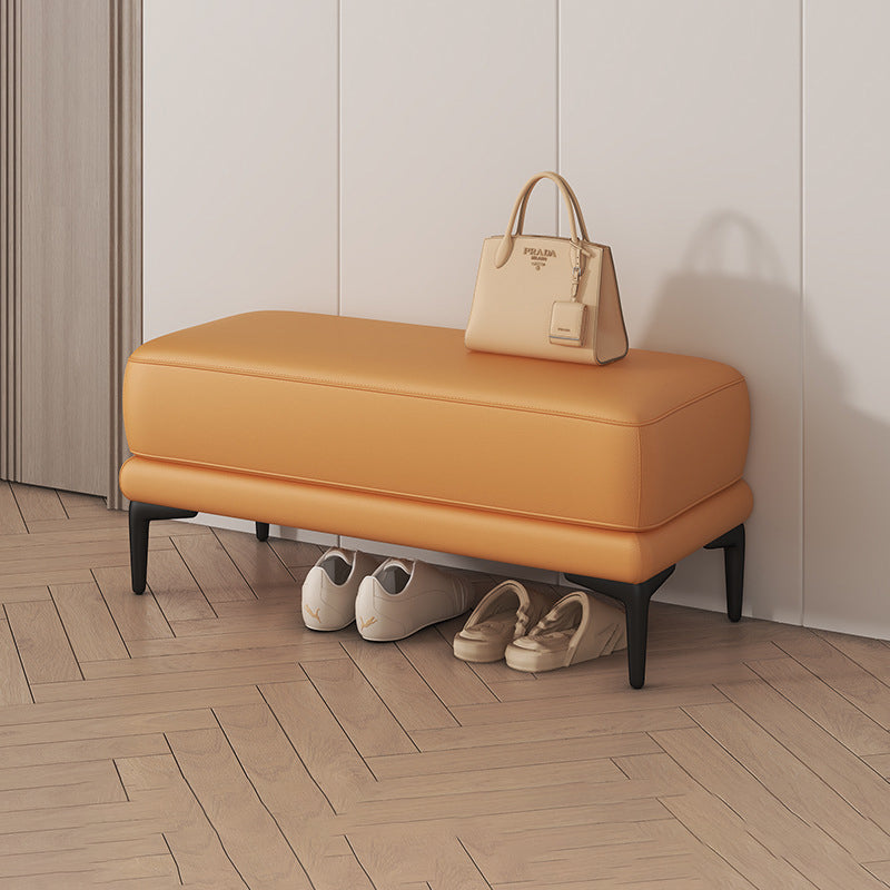 Modern Minimalist Rectangular Tech Fabric Sponge Solid Wood Iron Bench For Living Room