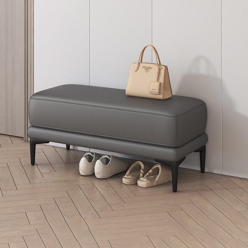 Modern Minimalist Rectangular Tech Fabric Sponge Solid Wood Iron Bench For Living Room