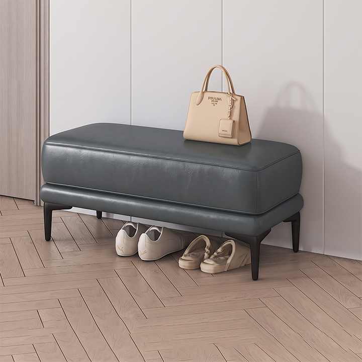 Modern Minimalist Rectangular Synthetic Fabric Sponge Solid Wood Iron Bench For Living Room