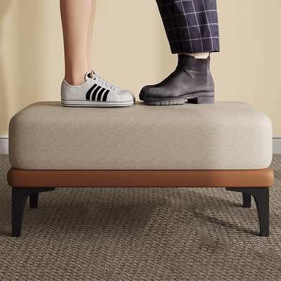 Modern Minimalist Rectangular Tech Fabric Sponge Solid Wood Iron Bench For Living Room