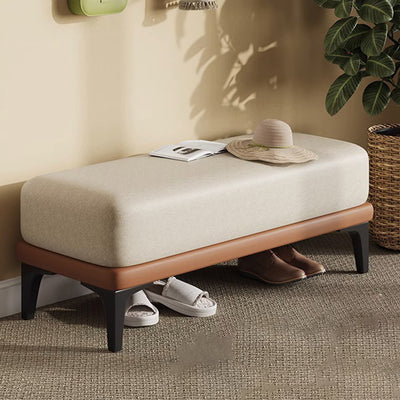 Modern Minimalist Rectangular Tech Fabric Sponge Solid Wood Iron Bench For Living Room