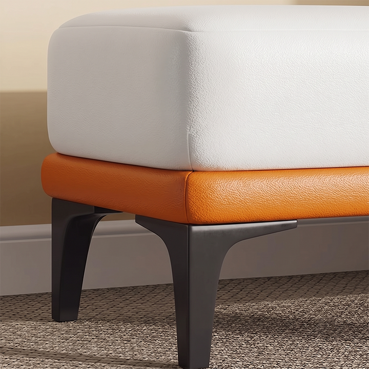 Modern Minimalist Rectangular Synthetic Fabric Sponge Solid Wood Iron Bench For Living Room