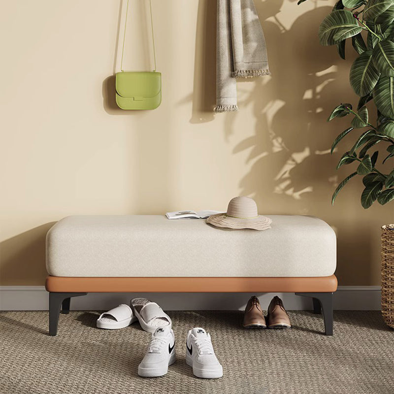 Modern Minimalist Rectangular Tech Fabric Sponge Solid Wood Iron Bench For Living Room