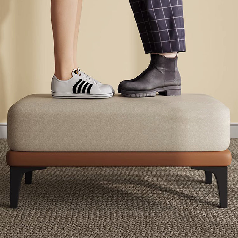 Modern Minimalist Rectangular Tech Fabric Sponge Solid Wood Iron Bench For Living Room