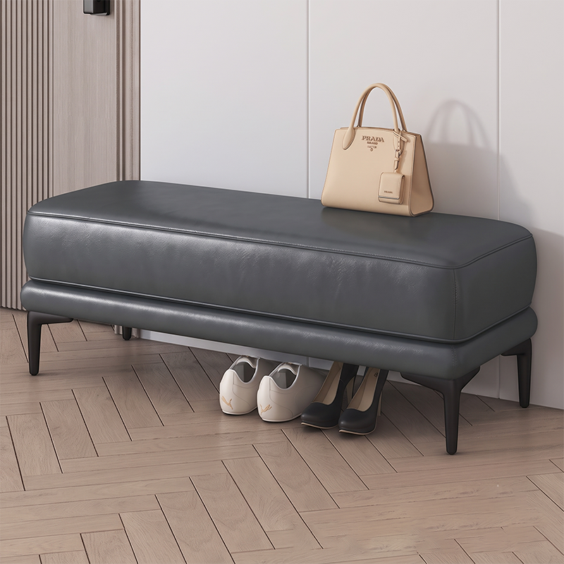 Modern Minimalist Rectangular Synthetic Fabric Sponge Solid Wood Iron Bench For Living Room
