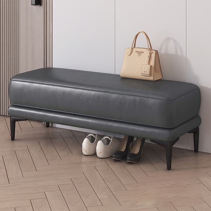 Modern Minimalist Rectangular Synthetic Fabric Sponge Solid Wood Iron Bench For Living Room