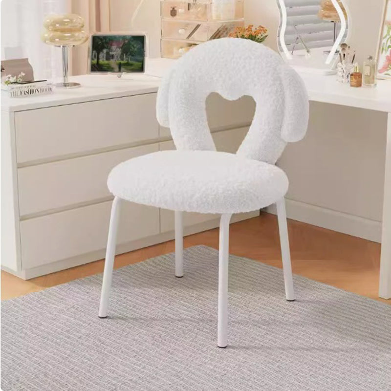 Modern Minimalist Oval Cushion Sherpa Fabric Sponge Iron Vanity Stool Backrest For Bedroom