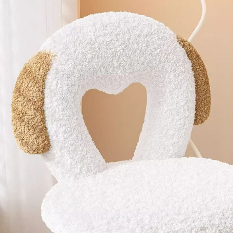 Modern Minimalist Oval Cushion Sherpa Fabric Sponge Iron Vanity Stool Backrest For Bedroom