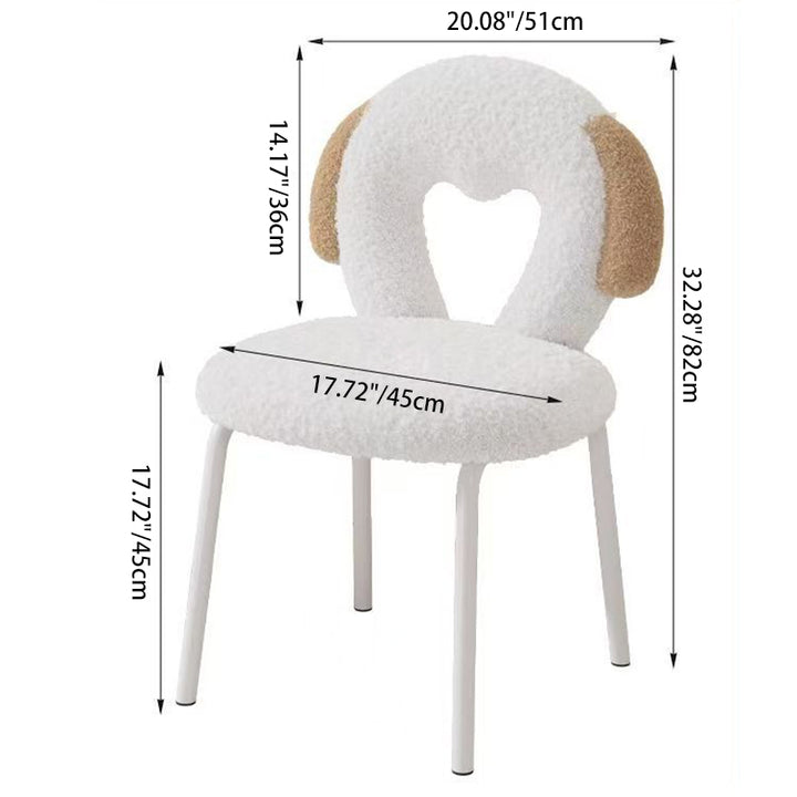 Modern Minimalist Oval Cushion Sherpa Fabric Sponge Iron Vanity Stool Backrest For Bedroom
