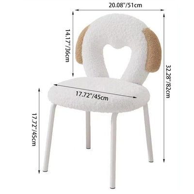 Modern Minimalist Oval Cushion Lambswool Sponge Iron Vanity Stool Backrest For Bedroom