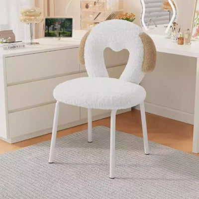 Modern Minimalist Oval Cushion Lambswool Sponge Iron Vanity Stool Backrest For Bedroom