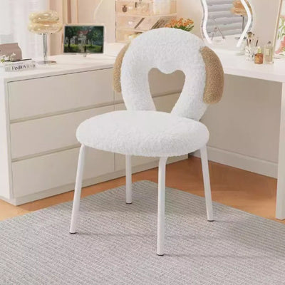 Modern Minimalist Oval Cushion Lambswool Sponge Iron Vanity Stool Backrest For Bedroom