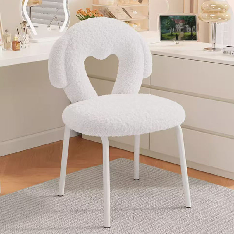 Modern Minimalist Oval Cushion Sherpa Fabric Sponge Iron Vanity Stool Backrest For Bedroom