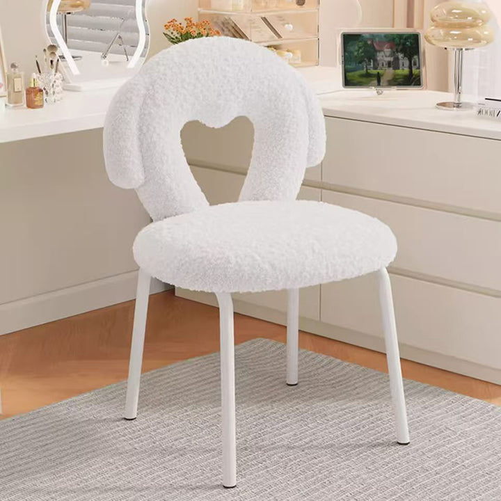 Modern Minimalist Oval Cushion Sherpa Fabric Sponge Iron Vanity Stool Backrest For Bedroom