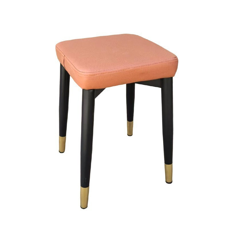 Modern Minimalist Square Carbon Steel Tech Fabric Nappa Leather Sponge Dining Chair For Dining Room