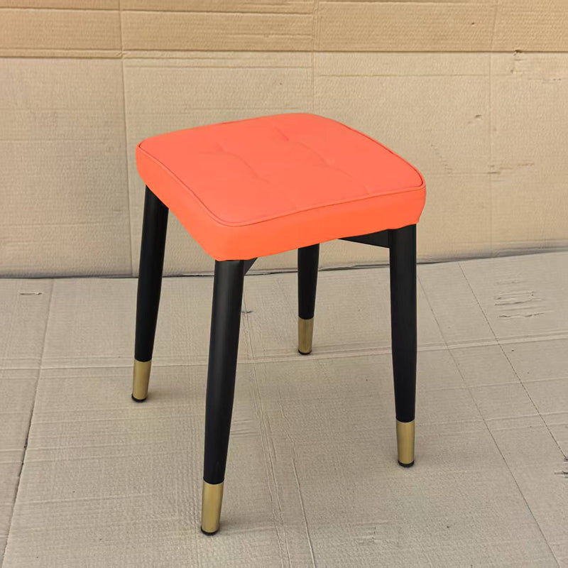 Modern Minimalist Square Carbon Steel Tech Fabric Nappa Leather Sponge Dining Chair For Dining Room