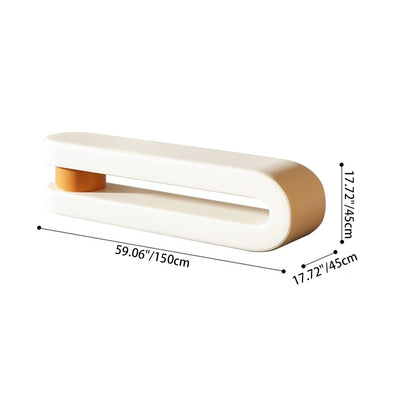 Modern Minimalist Curved Nappa Leather Solid Wood Plywood Sponge Bench For Living Room