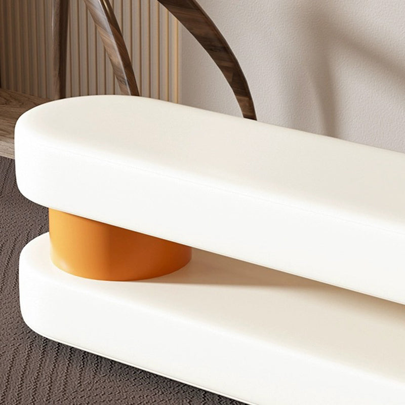 Modern Minimalist Curved Nappa Leather Solid Wood Plywood Sponge Bench For Living Room