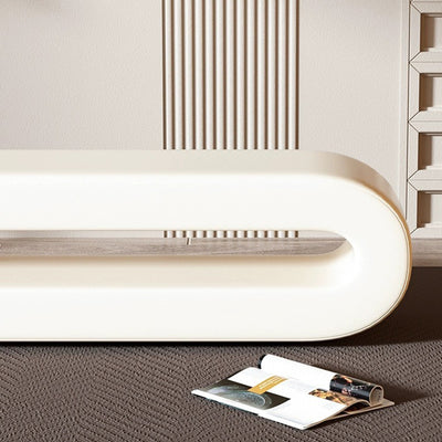 Modern Minimalist Curved Nappa Leather Solid Wood Plywood Sponge Bench For Living Room