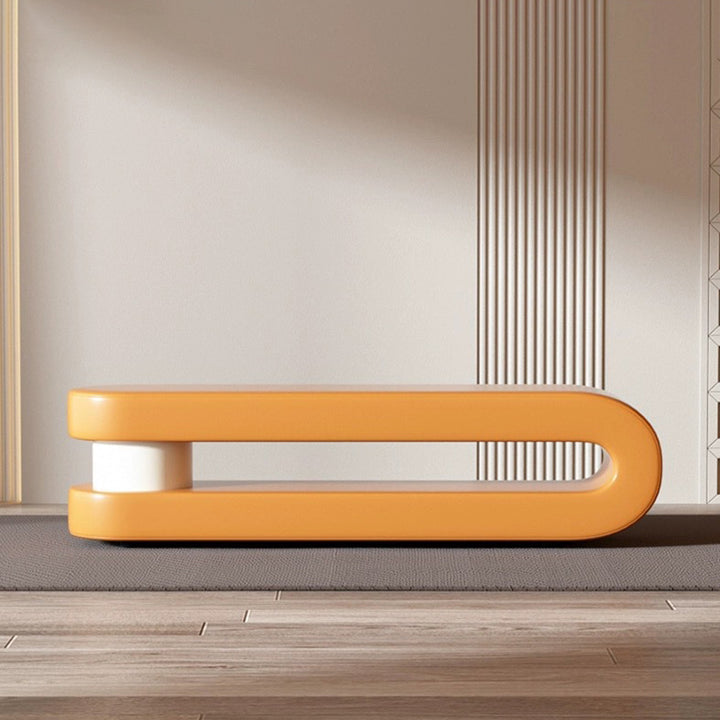 Modern Minimalist Curved Microfiber Leather Solid Wood Sponge Bench For Living Room
