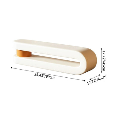 Modern Minimalist Curved Nappa Leather Solid Wood Plywood Sponge Bench For Living Room