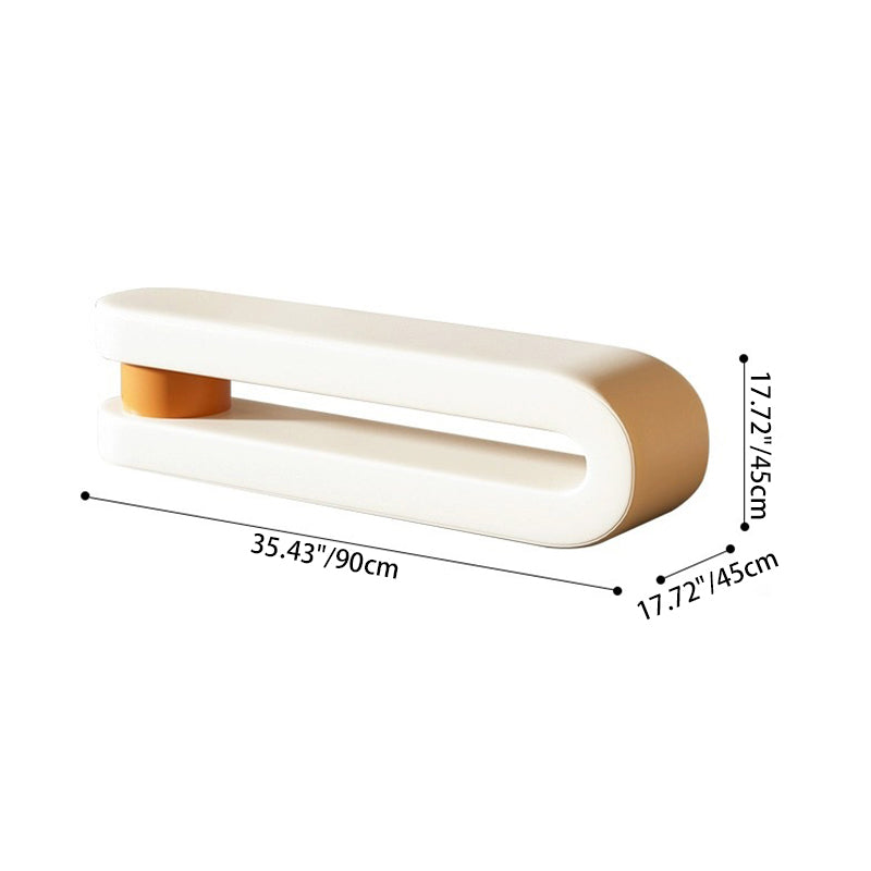 Modern Minimalist Curved Nappa Leather Solid Wood Plywood Sponge Bench For Living Room