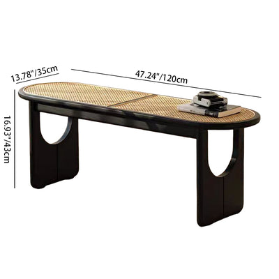 Modern Minimalist Oval Seating U-Shaped Chair Legs Solid Wood Genuine Rattan Bench For Living Room